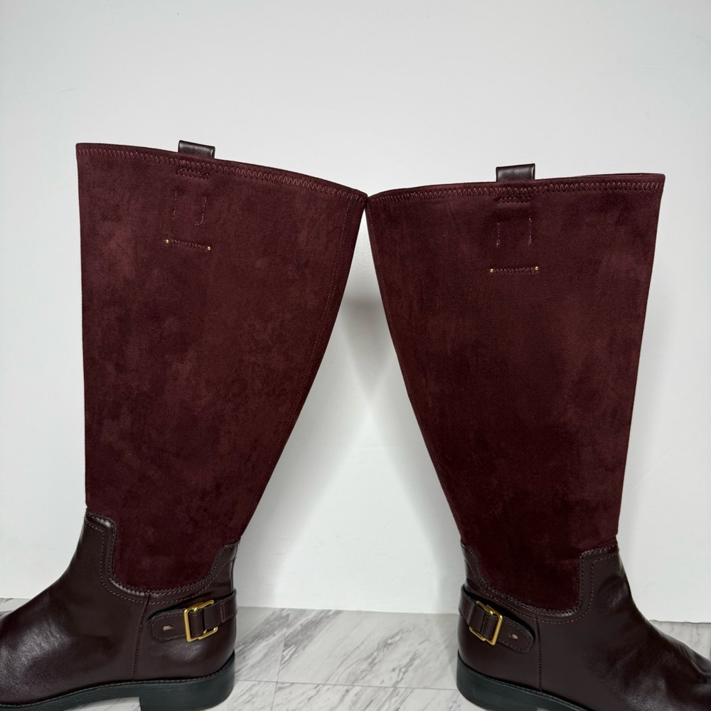 Franco Sarto Merina Burgundy Brown Wide Calf Tall Riding Boot 8M - Picture 9 of 15